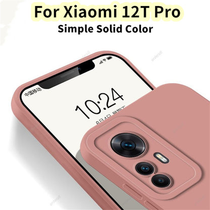For Xiaomi 12T Pro Cover Drop and wear resistant Silicone Full Case Classic Simple Solid Color Phone Case Cover
