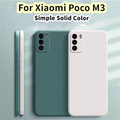 For Xiaomi Poco M3 Cover Drop and wear resistant Silicone Full Case Classic Simple Solid Color Phone Case Cover