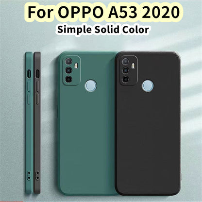 For OPPO A53 2020 Cover Drop and wear resistant Silicone Full Case Classic Simple Solid Color Phone Case Cover