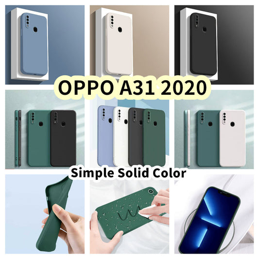 For OPPO A31 2020 Cover Drop and wear resistant Silicone Full Case Classic Simple Solid Color Phone Case Cover
