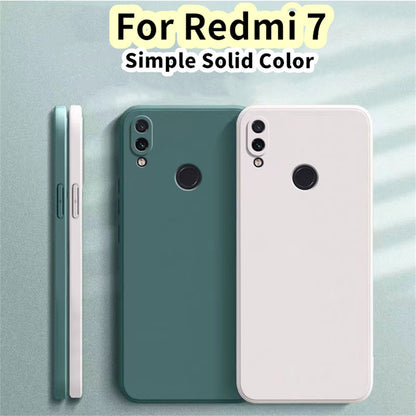 For Redmi 7 Cover Drop and wear resistant Silicone Full Case Classic Simple Solid Color Phone Case Cover