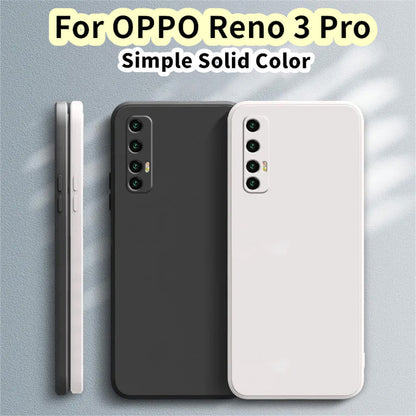For OPPO Reno 3 Pro Cover Drop and wear resistant Silicone Full Case Classic Simple Solid Color Phone Case Cover