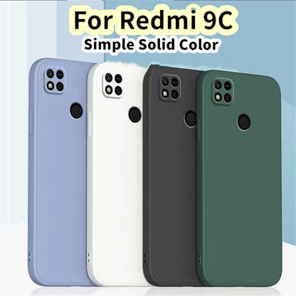 For Redmi 9C Cover Drop and wear resistant Silicone Full Case Classic Simple Solid Color Phone Case Cover