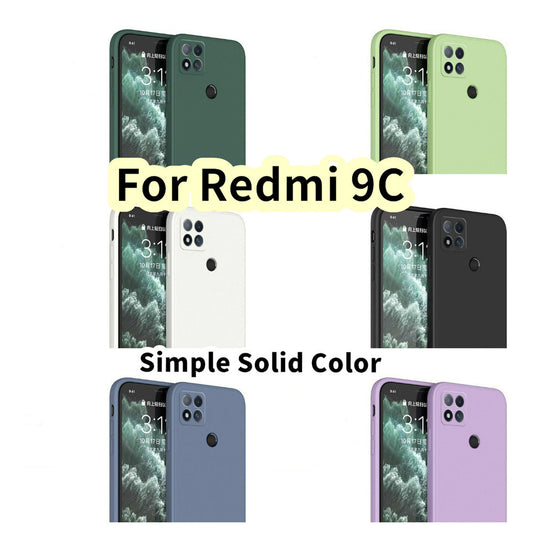 For Redmi 9C Cover Drop and wear resistant Silicone Full Case Classic Simple Solid Color Phone Case Cover