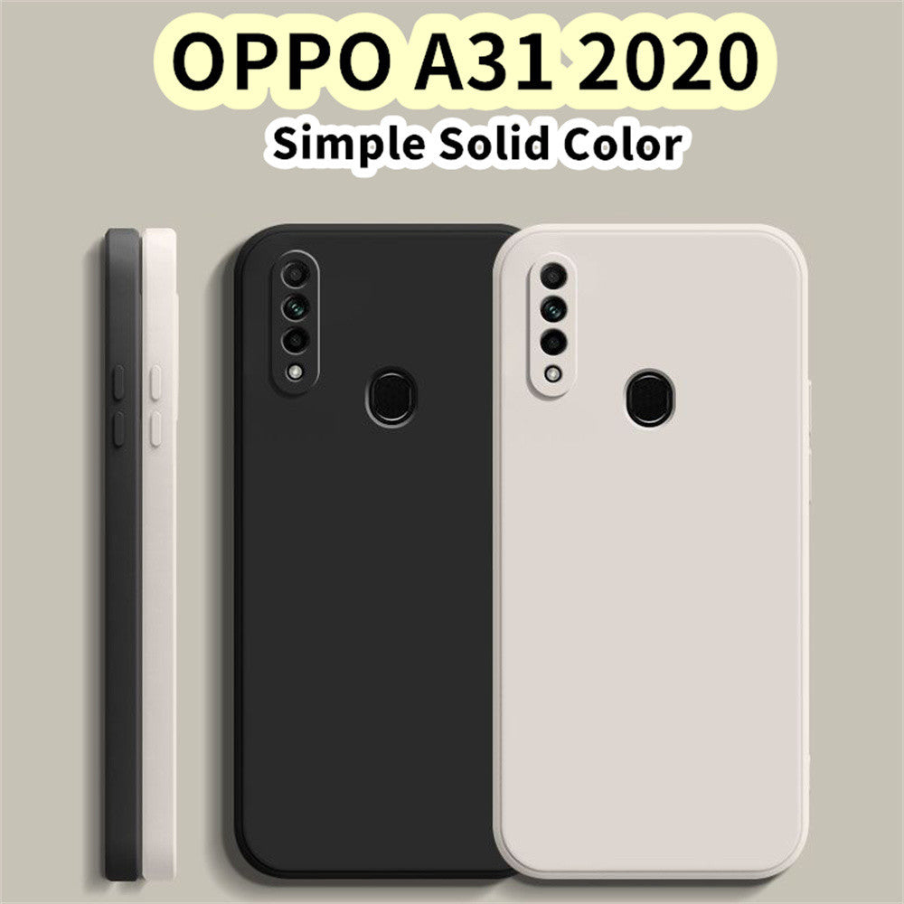 For OPPO A31 2020 Cover Drop and wear resistant Silicone Full Case Classic Simple Solid Color Phone Case Cover