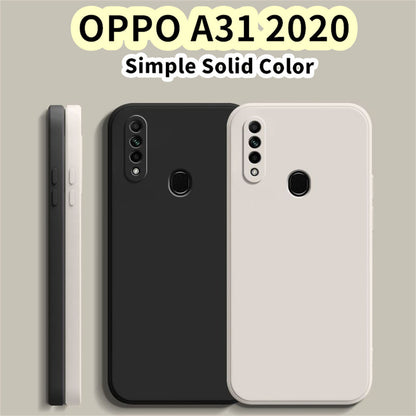 For OPPO A31 2020 Cover Drop and wear resistant Silicone Full Case Classic Simple Solid Color Phone Case Cover