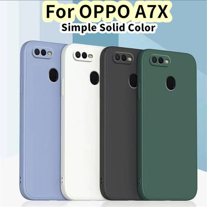 For OPPO A7X Cover Drop and wear resistant Silicone Full Case Classic Simple Solid Color Phone Case Cover