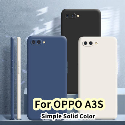For OPPO A3S Cover Drop and wear resistant Silicone Full Case Classic Simple Solid Color Phone Case Cover