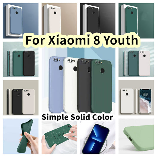 For Xiaomi 8 Youth Cover Drop and wear resistant Silicone Full Case Classic Simple Solid Color Phone Case Cover
