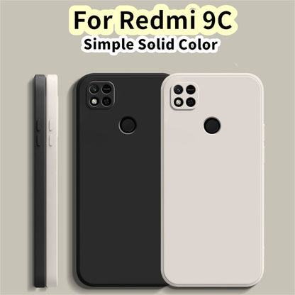 For Redmi 9C Cover Drop and wear resistant Silicone Full Case Classic Simple Solid Color Phone Case Cover