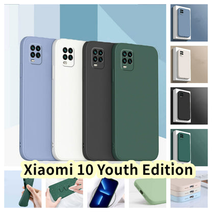 For Xiaomi 10 Youth Edition Cover Drop and wear resistant Silicone Full Case Classic Simple Solid Color Phone Case Cover