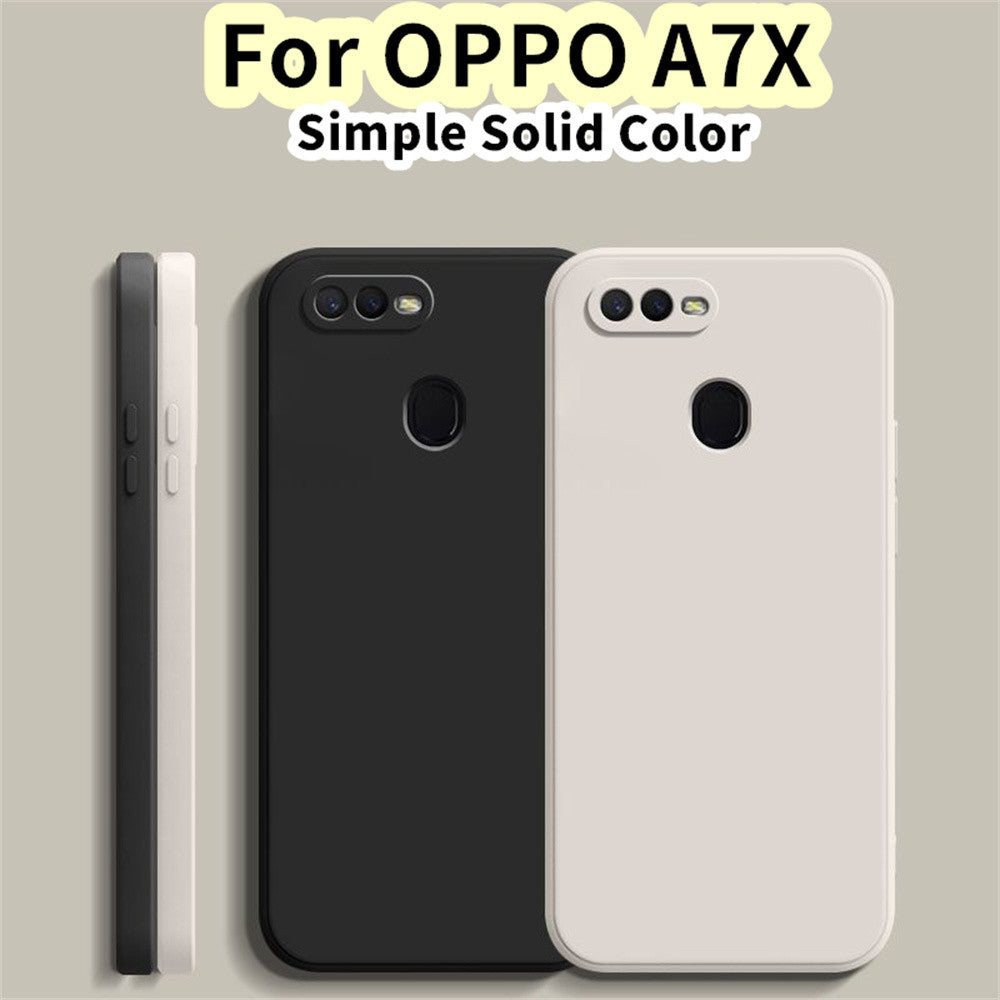 For OPPO A7X Cover Drop and wear resistant Silicone Full Case Classic Simple Solid Color Phone Case Cover