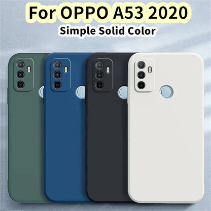 For OPPO A53 2020 Cover Drop and wear resistant Silicone Full Case Classic Simple Solid Color Phone Case Cover