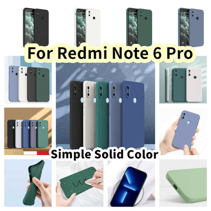 For Redmi Note 6 Pro Cover Drop and wear resistant Silicone Full Case Classic Simple Solid Color Phone Case Cover