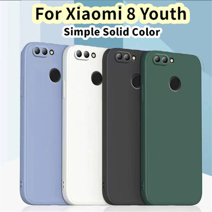 For Xiaomi 8 Youth Cover Drop and wear resistant Silicone Full Case Classic Simple Solid Color Phone Case Cover