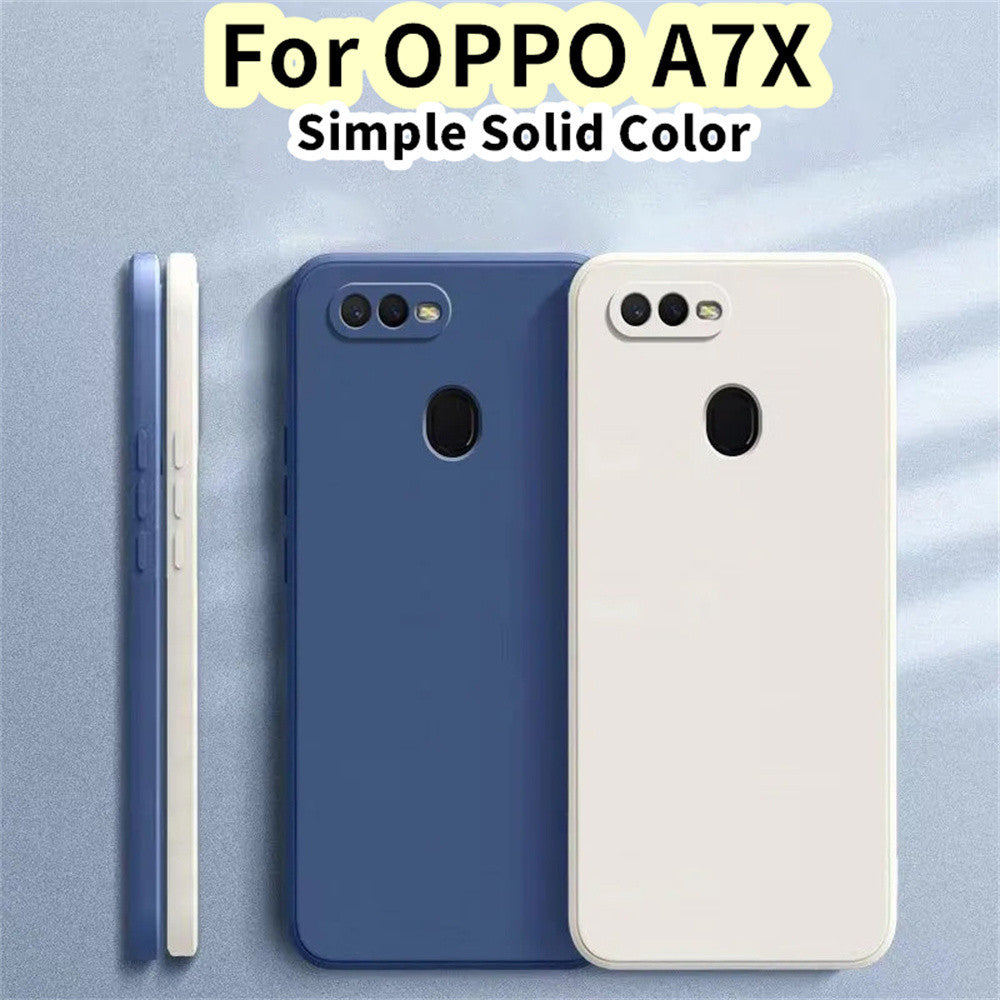 For OPPO A7X Cover Drop and wear resistant Silicone Full Case Classic Simple Solid Color Phone Case Cover
