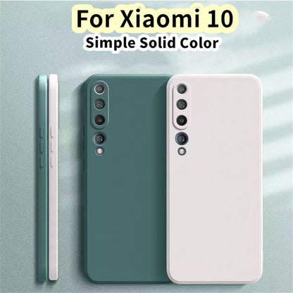 For Xiaomi 10 Cover Drop and wear resistant Silicone Full Case Classic Simple Solid Color Phone Case Cover