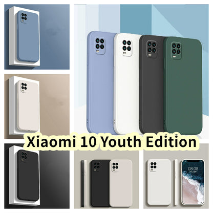 For Xiaomi 10 Youth Edition Cover Drop and wear resistant Silicone Full Case Classic Simple Solid Color Phone Case Cover