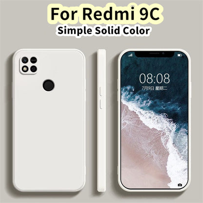 For Redmi 9C Cover Drop and wear resistant Silicone Full Case Classic Simple Solid Color Phone Case Cover