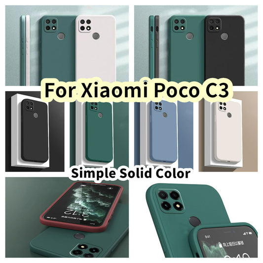 For Xiaomi Poco C3 Cover Drop and wear resistant Silicone Full Case Classic Simple Solid Color Phone Case Cover