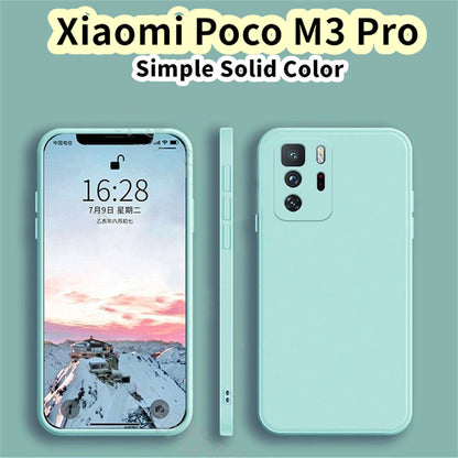 For Xiaomi Poco M3 Pro Cover Drop and wear resistant Silicone Full Case Classic Simple Solid Color Phone Case Cover