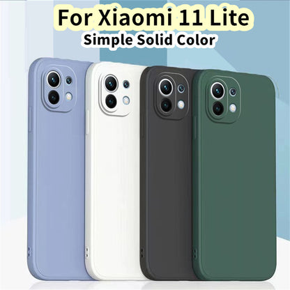 For Xiaomi 11 Lite Cover Drop and wear resistant Silicone Full Case Classic Simple Solid Color Phone Case Cover