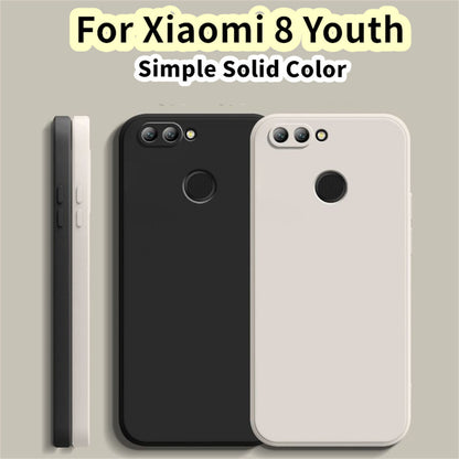 For Xiaomi 8 Youth Cover Drop and wear resistant Silicone Full Case Classic Simple Solid Color Phone Case Cover