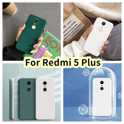 For Redmi 5 Plus Cover Drop and wear resistant Silicone Full Case Classic Simple Solid Color Phone Case Cover
