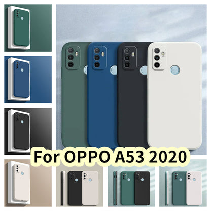 For OPPO A53 2020 Cover Drop and wear resistant Silicone Full Case Classic Simple Solid Color Phone Case Cover