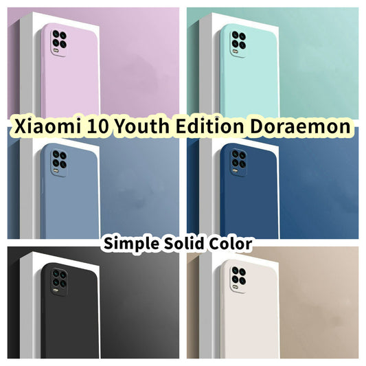For Xiaomi 10 Youth Edition Doraemon Cover Drop and wear resistant Silicone Full Case Classic Simple Solid Color Phone Case Cover