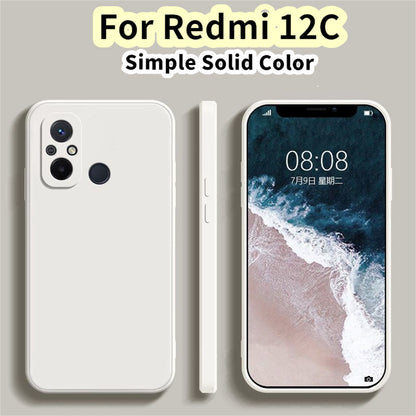 For Redmi 12C Cover Drop and wear resistant Silicone Full Case Classic Simple Solid Color Phone Case Cover