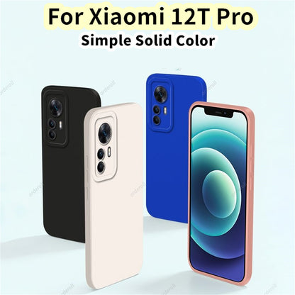 For Xiaomi 12T Pro Cover Drop and wear resistant Silicone Full Case Classic Simple Solid Color Phone Case Cover