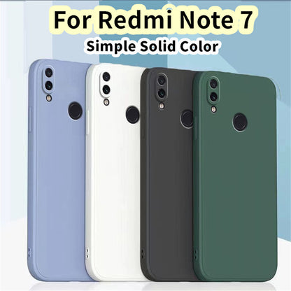 For Redmi Note 7 Cover Drop and wear resistant Silicone Full Case Classic Simple Solid Color Phone Case Cover
