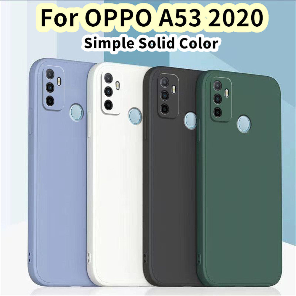 For OPPO A53 2020 Cover Drop and wear resistant Silicone Full Case Classic Simple Solid Color Phone Case Cover