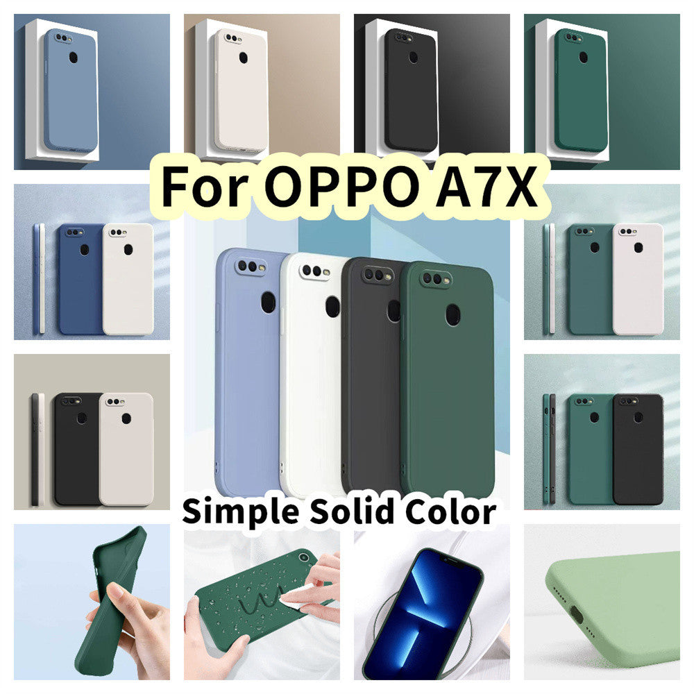 For OPPO A7X Cover Drop and wear resistant Silicone Full Case Classic Simple Solid Color Phone Case Cover