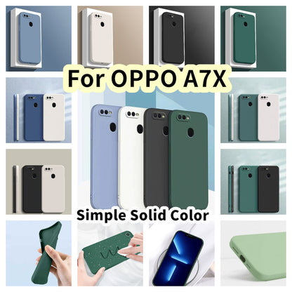 For OPPO A7X Cover Drop and wear resistant Silicone Full Case Classic Simple Solid Color Phone Case Cover