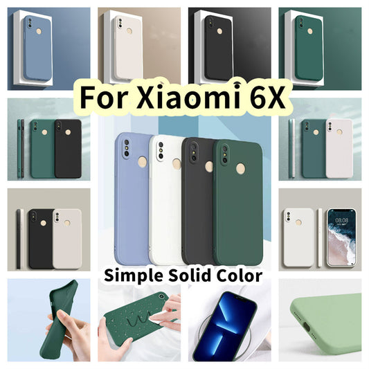 For Xiaomi 6X Cover Drop and wear resistant Silicone Full Case Classic Simple Solid Color Phone Case Cover