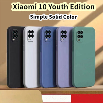 For Xiaomi 10 Youth Edition Cover Drop and wear resistant Silicone Full Case Classic Simple Solid Color Phone Case Cover