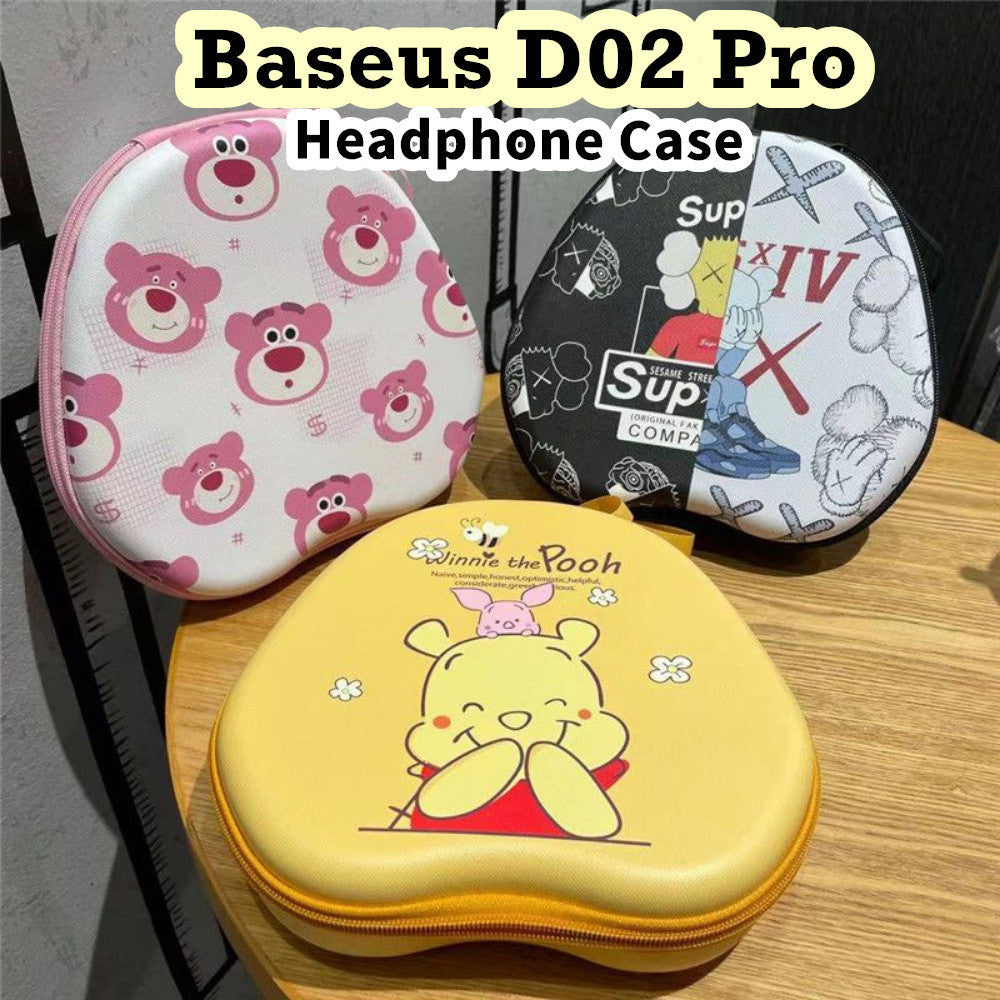 For Baseus D02 Pro Headphone Case Cartoon Creative Patterns Headset Earpads Storage Bag Casing Box