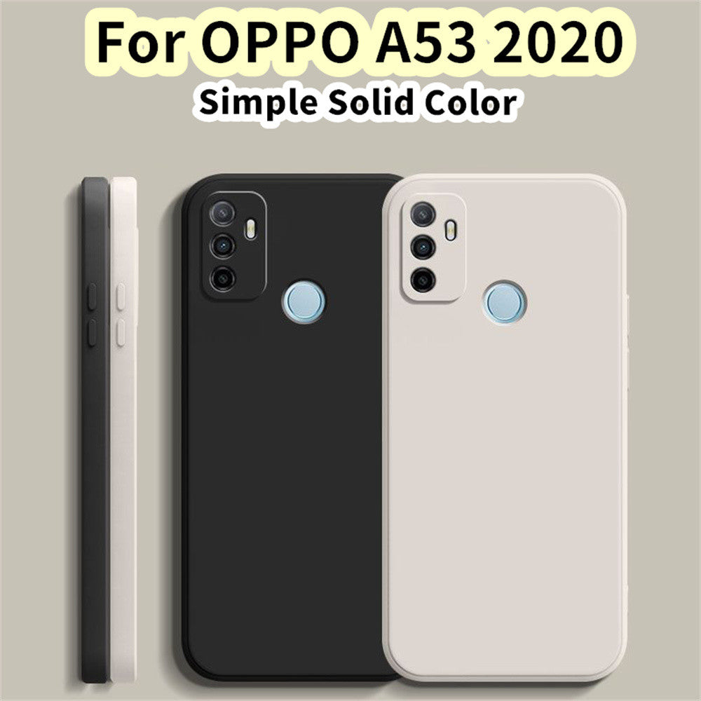 For OPPO A53 2020 Cover Drop and wear resistant Silicone Full Case Classic Simple Solid Color Phone Case Cover
