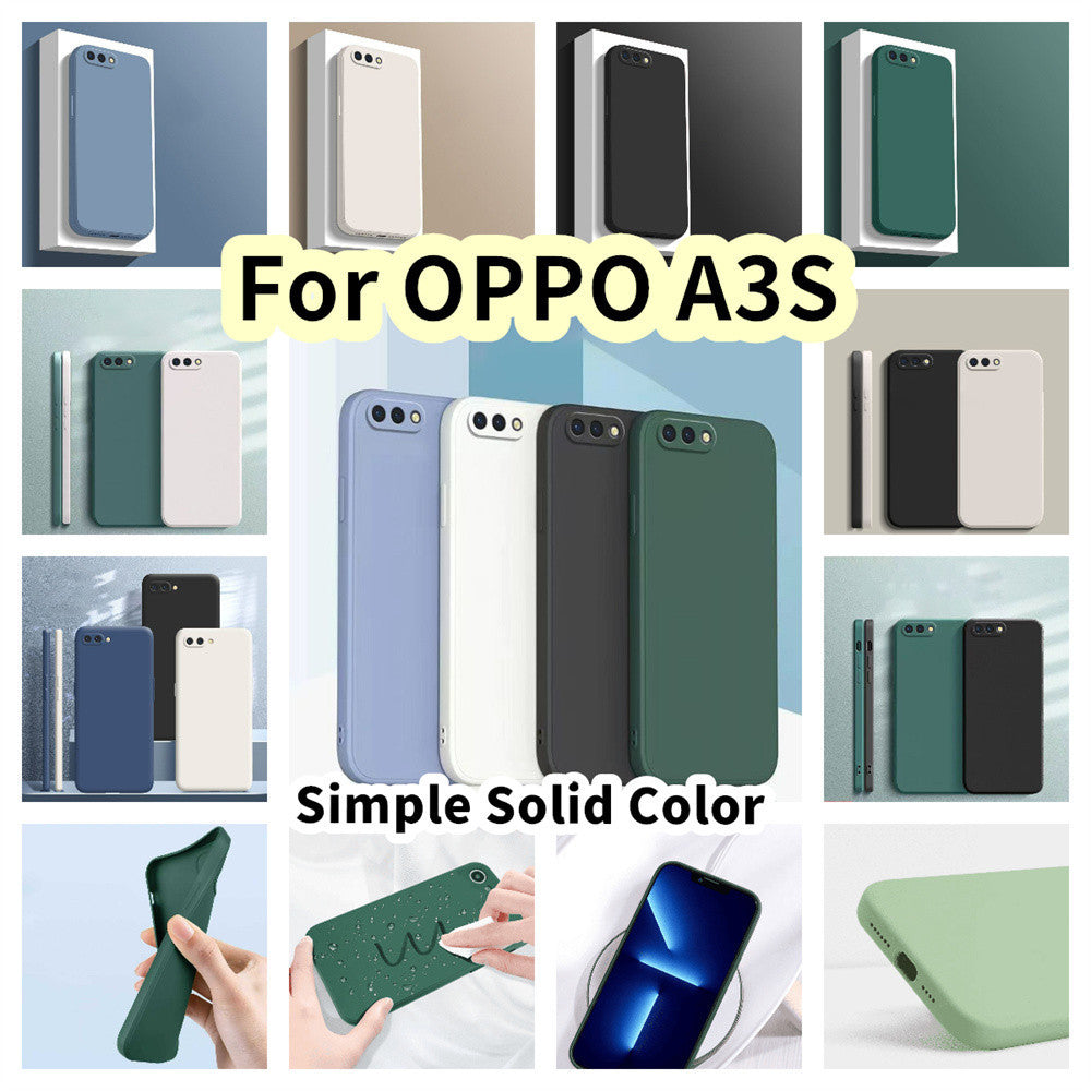 For OPPO A3S Cover Drop and wear resistant Silicone Full Case Classic Simple Solid Color Phone Case Cover