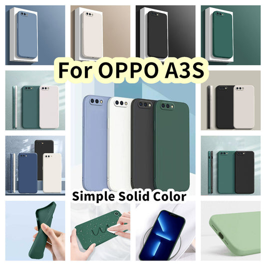For OPPO A3S Cover Drop and wear resistant Silicone Full Case Classic Simple Solid Color Phone Case Cover
