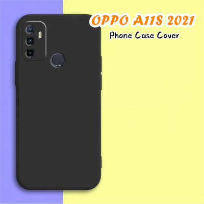 For OPPO A11S 2021 Cover Drop and wear resistant Silicone Full Case Classic Simple Solid Color Phone Case Cover