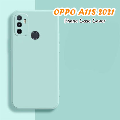 For OPPO A11S 2021 Cover Drop and wear resistant Silicone Full Case Classic Simple Solid Color Phone Case Cover