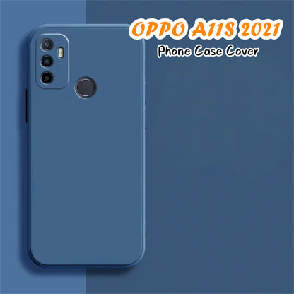 For OPPO A11S 2021 Cover Drop and wear resistant Silicone Full Case Classic Simple Solid Color Phone Case Cover