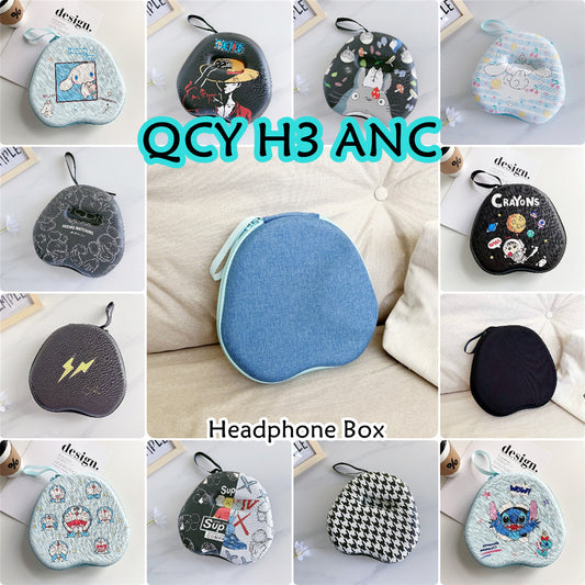 For QCY H3 ANC Headphone Case Interesting Cartoon Pattern Earpads Storage Bag Headset Casing Box