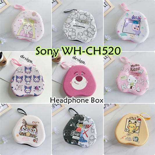 For Sony WH-CH520 Headphone Case Cartoon Creative Patterns Headset Earpads Storage Bag Casing Box