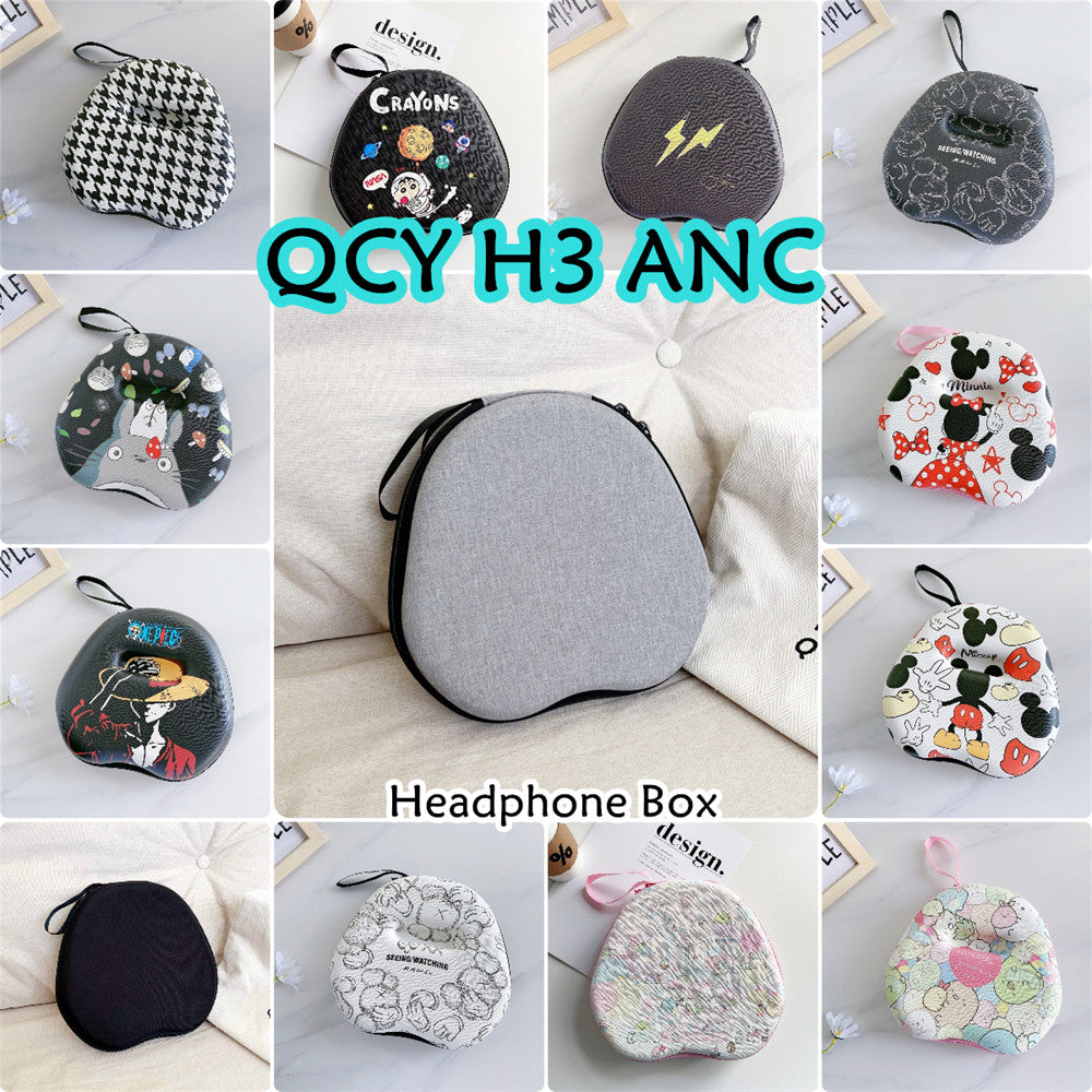 For QCY H3 ANC Headphone Case Interesting Cartoon Pattern Earpads Storage Bag Headset Casing Box