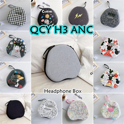 For QCY H3 ANC Headphone Case Interesting Cartoon Pattern Earpads Storage Bag Headset Casing Box