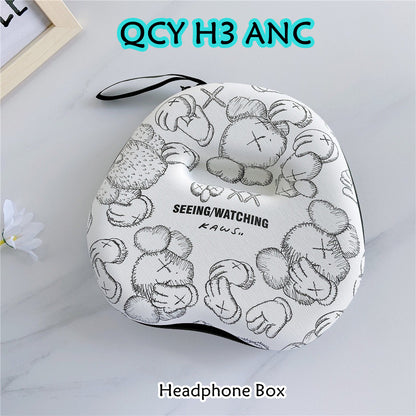 For QCY H3 ANC Headphone Case Interesting Cartoon Pattern Earpads Storage Bag Headset Casing Box